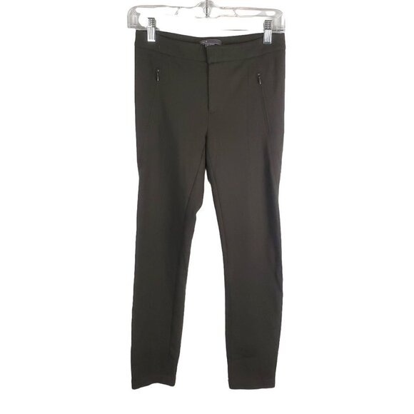 VINCE 4 Ponte Knit Ankle Skinny Pant Zippered hip pockets Dark Army Green - Picture 1 of 6